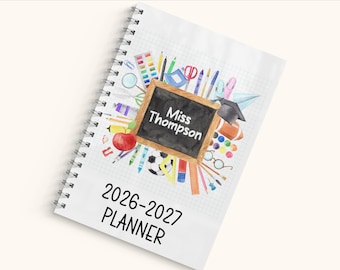 Student Teacher Planner 2026-27, Personalised Academic Diary for Teacher, A5 Mid Year Diary for Teachers, Female Teacher Gift, Birthday Gift
