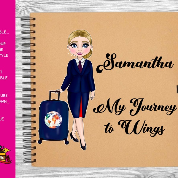 Flight Attendant Gift, Travel Scrapbook For Cabin Crew, Air Hostess Gift, Cabin Crew Aviation Gifts For Her, Cabin Crew Congratulations Gift