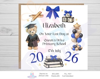 Tarjeta de despedida personalizada para hija, promoción de 2026, regalo de fin de curso, recuerdo de graduación de infantil, primaria y secundaria para hijo.