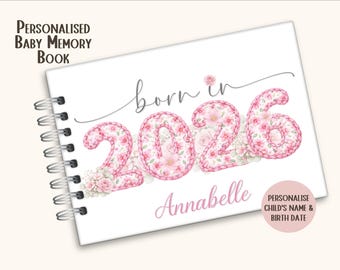 Libro de recuerdos personalizado para bebés, regalo de recuerdo para recién nacidos, diario personalizado para bebés, regalo para baby shower, libro de registro para recién nacidos (Reino Unido)