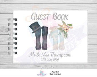 Libro de visitas personalizado de Wellington, libro de visitas personalizado para novios tamaño A5, libro de recuerdos de boda de Wellington, regalo de compromiso, regalo de boda,
