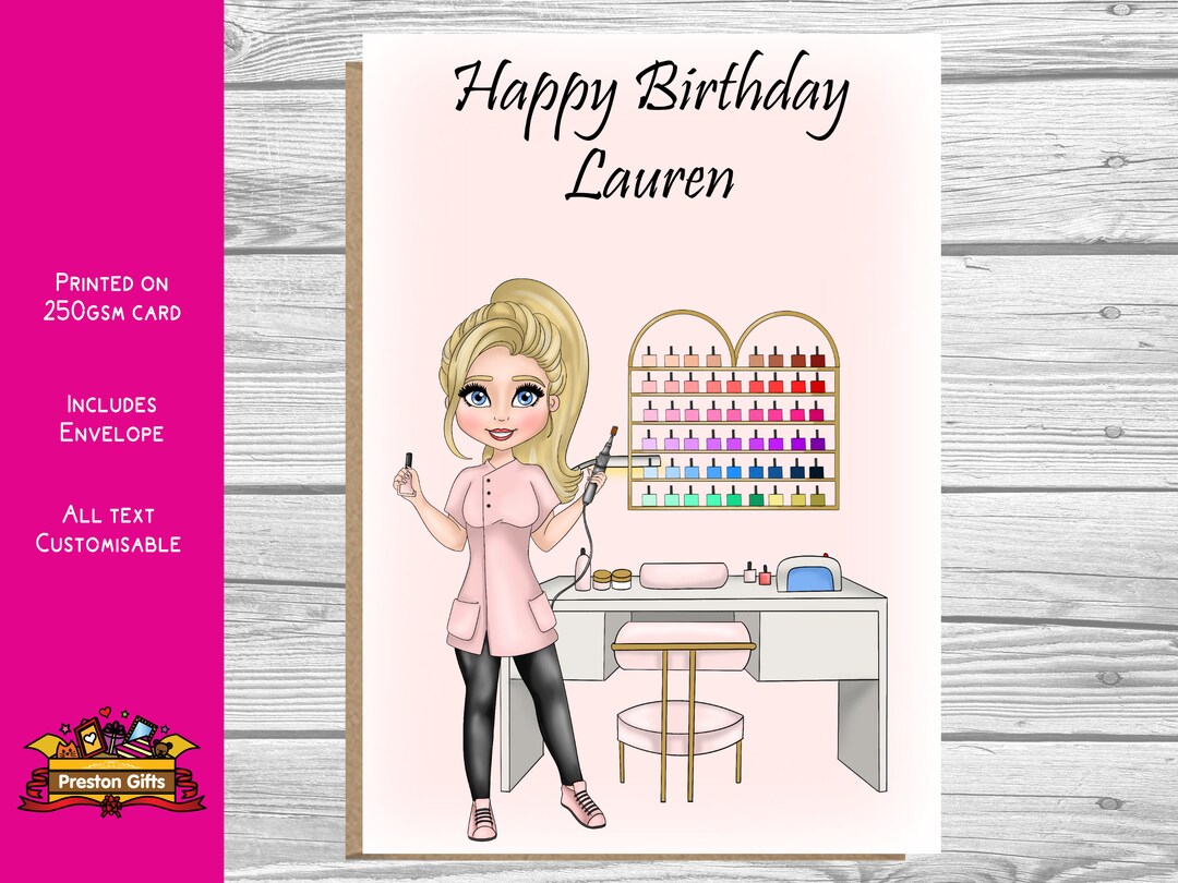 Nail Technician Birthday Card for Friend Custom Beautician Etsy