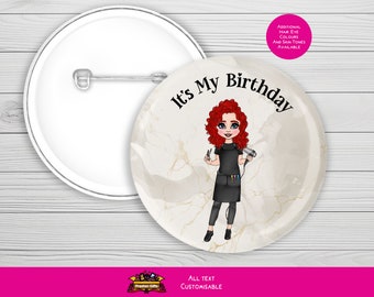 Personalised Hairdresser Birthday Badge, Gift for Hairdresser, Hair Stylist Birthday Badge, Personalised Badge, Hairdresser Gift