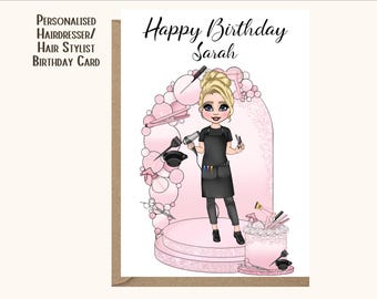 Tarjeta de cumpleaños personalizada para peluquero/a, tarjeta para peluquero/a, tarjeta de agradecimiento, tarjeta de cumpleaños para estilista, tarjeta para amigo/a, regalo para peluquero/a