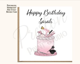 Tarjeta de cumpleaños personalizada para peluquero/a (6x6), tarjeta para peluquero/a, cumpleaños en salón de belleza, regalo personalizado para peluquero/a, tarjeta para peluquero/a