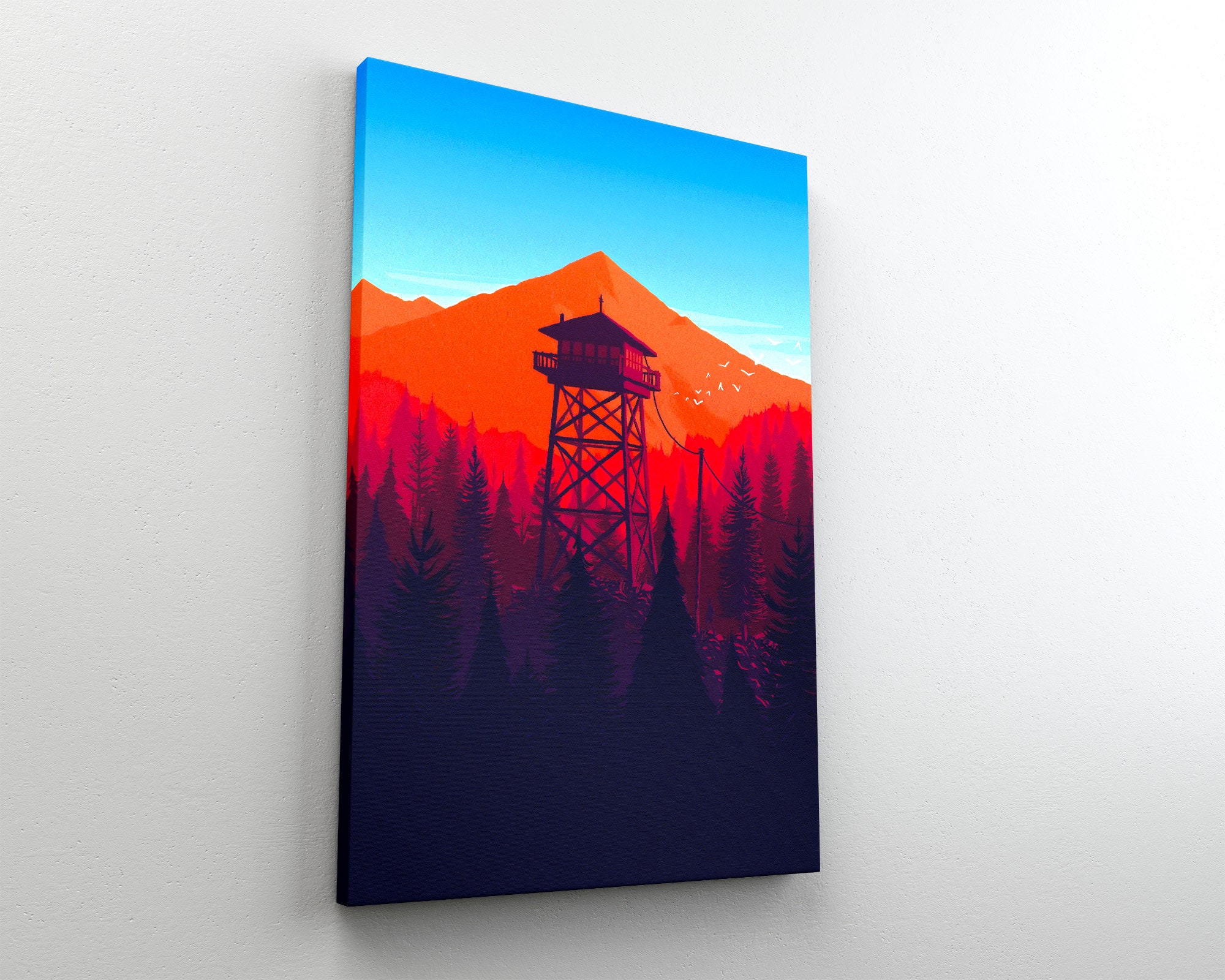Firewatch Watchtower Canvas Print Daytime Lookout Poster Mountains ...