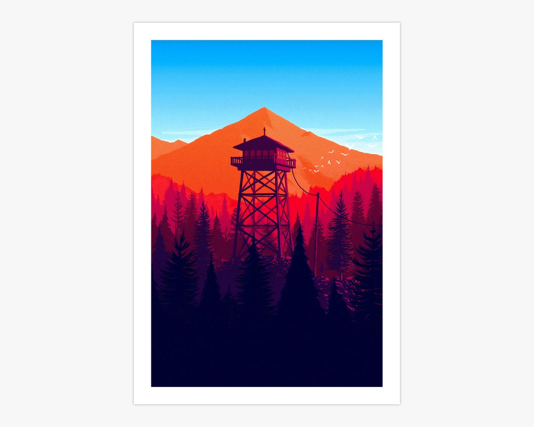 Firewatch Watchtower Canvas Print Daytime Lookout Poster Mountains ...