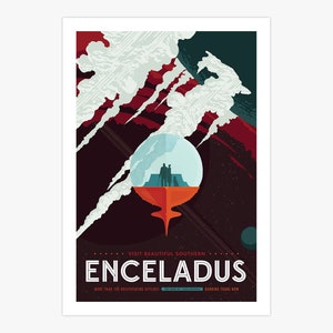 NASA Enceladus Canvas Print | Space Travel Poster | Retro Futurism | Vintage Art