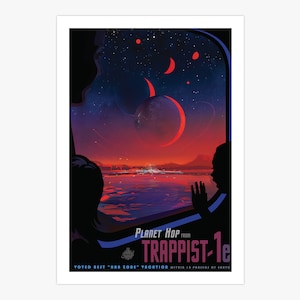 NASA TRAPPIST-1e Canvas Print | Trappist Space Travel Poster | Retro Futurism | Vintage Art