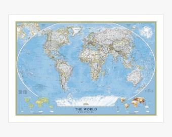 Political World Map Canvas Print