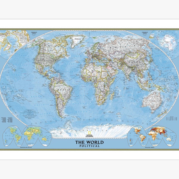 Political World Map Canvas Print | National Geographic Poster | Earth Globe Map Art