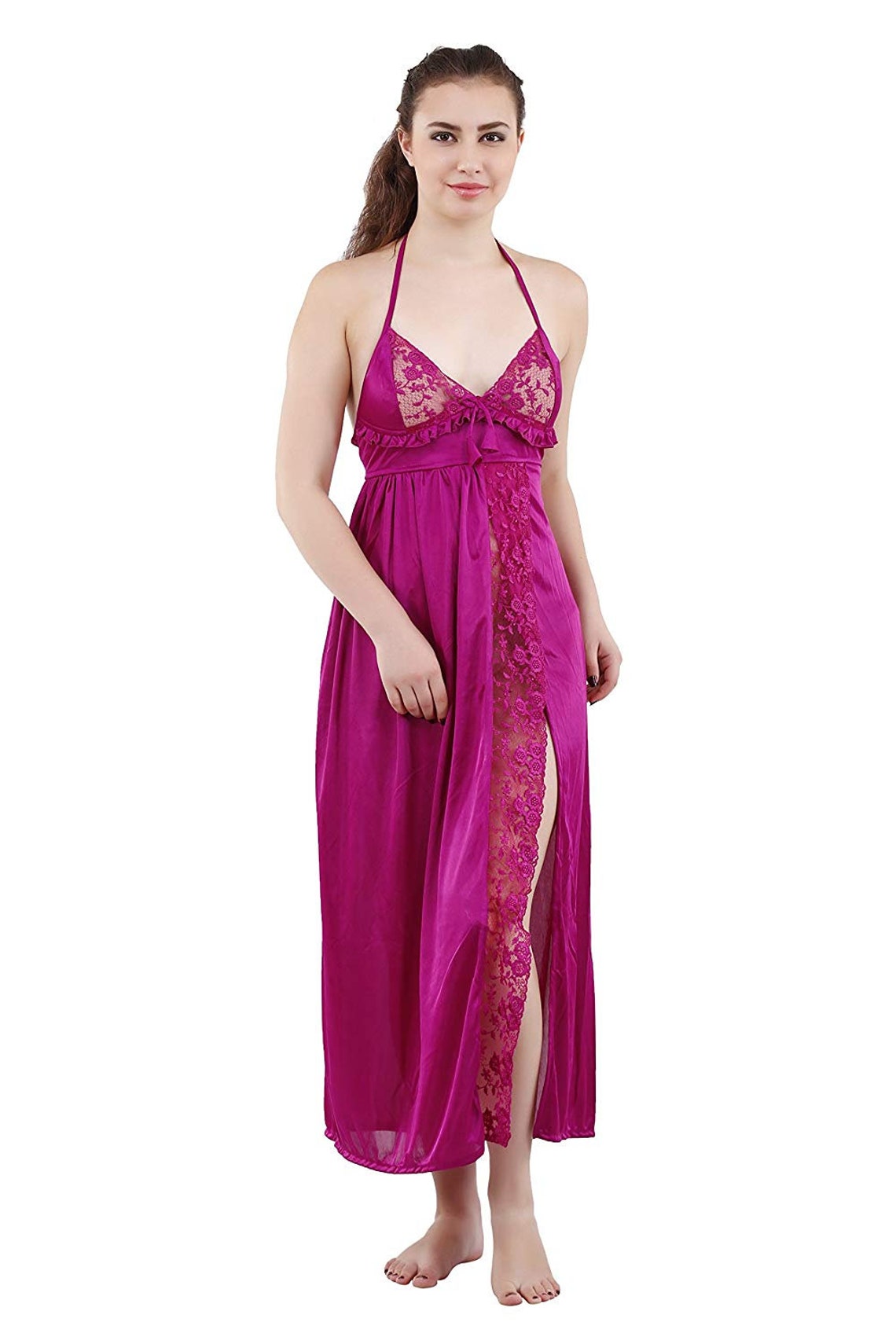 Women Satin Hot Nighty Sexy Night Gown Chemise Sleepwear Nightwear Beach Wear Maxi Full Length