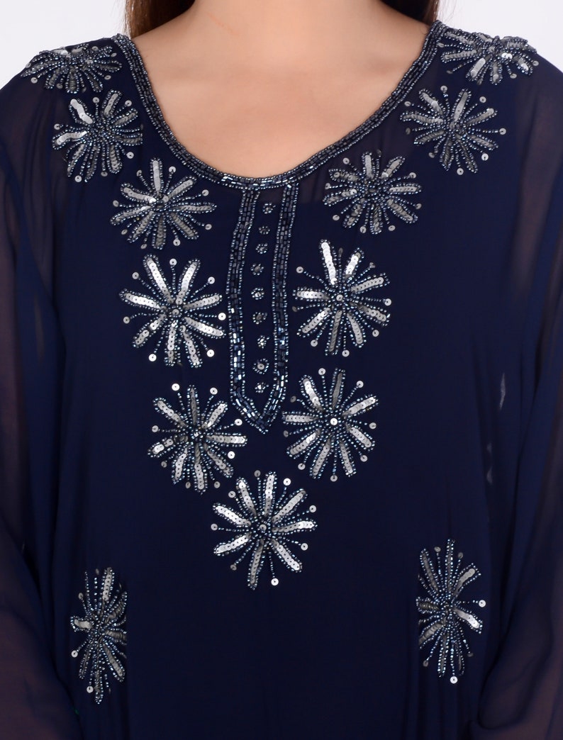 Indian Handmade beaded kurta Kurti Designer Blue Top Tunic