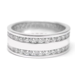 Moissanite male wedding band / vintage mens wedding ring / solid gold male engagement ring / moissanite ring for men / eternity band for him