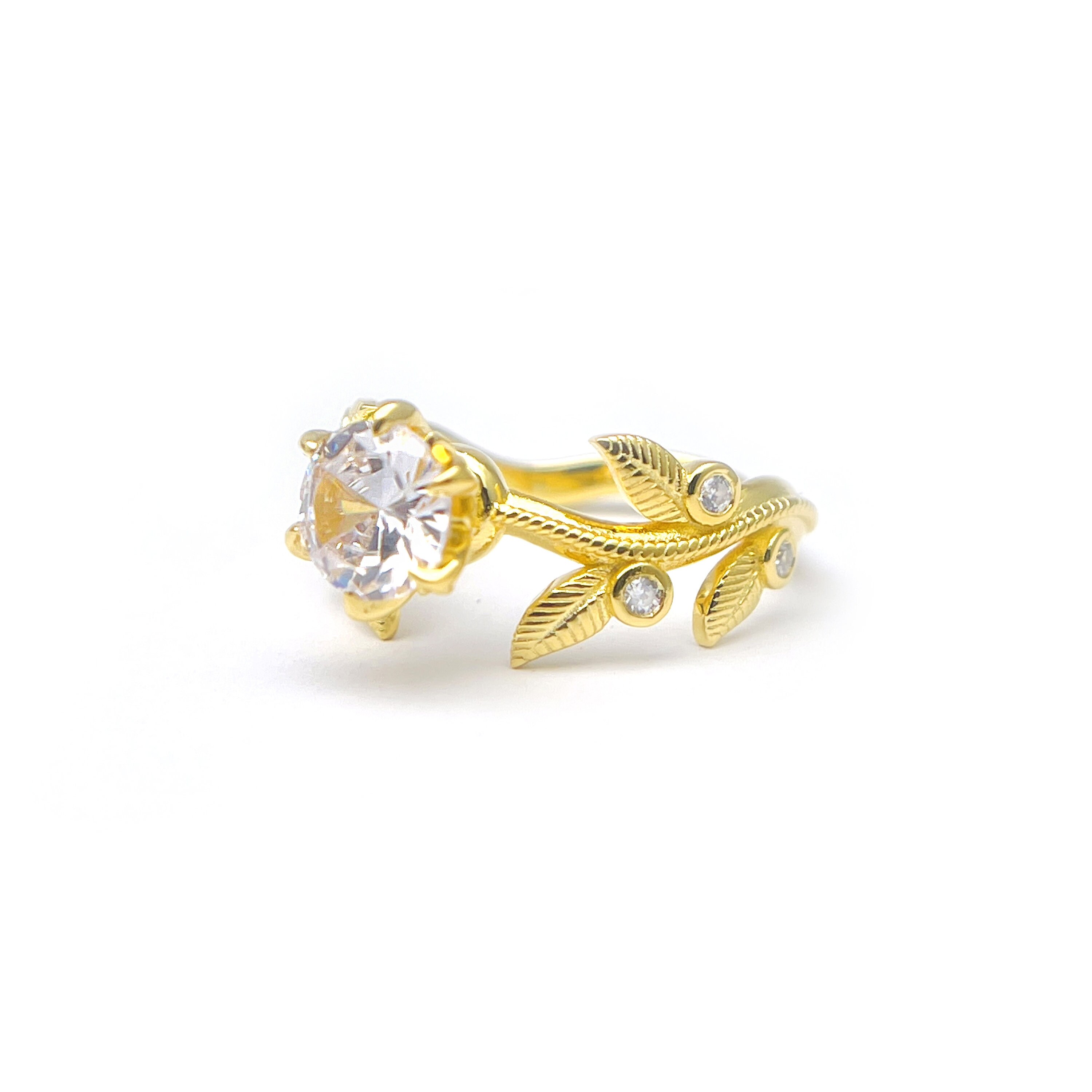 Sunflower Ring / Solid Gold Moissanite Engagement Ring / Etsy