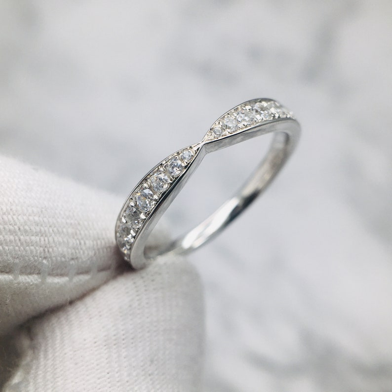 Moissanite half eternity band solidwhite gold womens Etsy