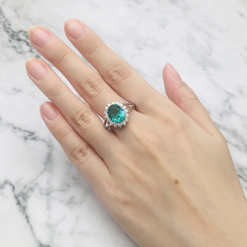 Mint Green Ring / Solid White Gold Mint Gren Gemstone Ring / Etsy