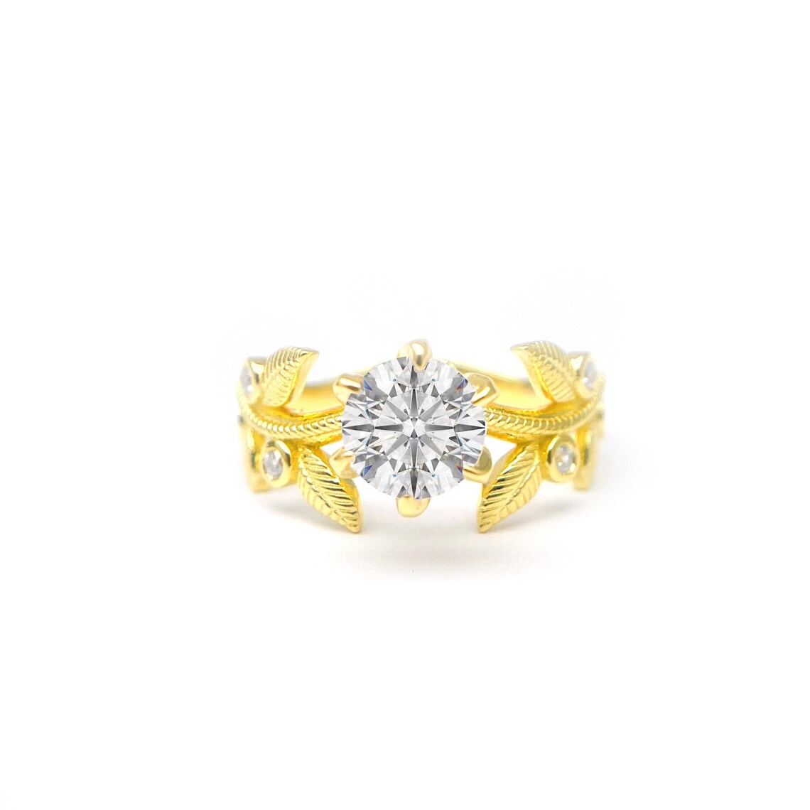 Sunflower Ring / Solid Gold Moissanite Engagement Ring / Etsy