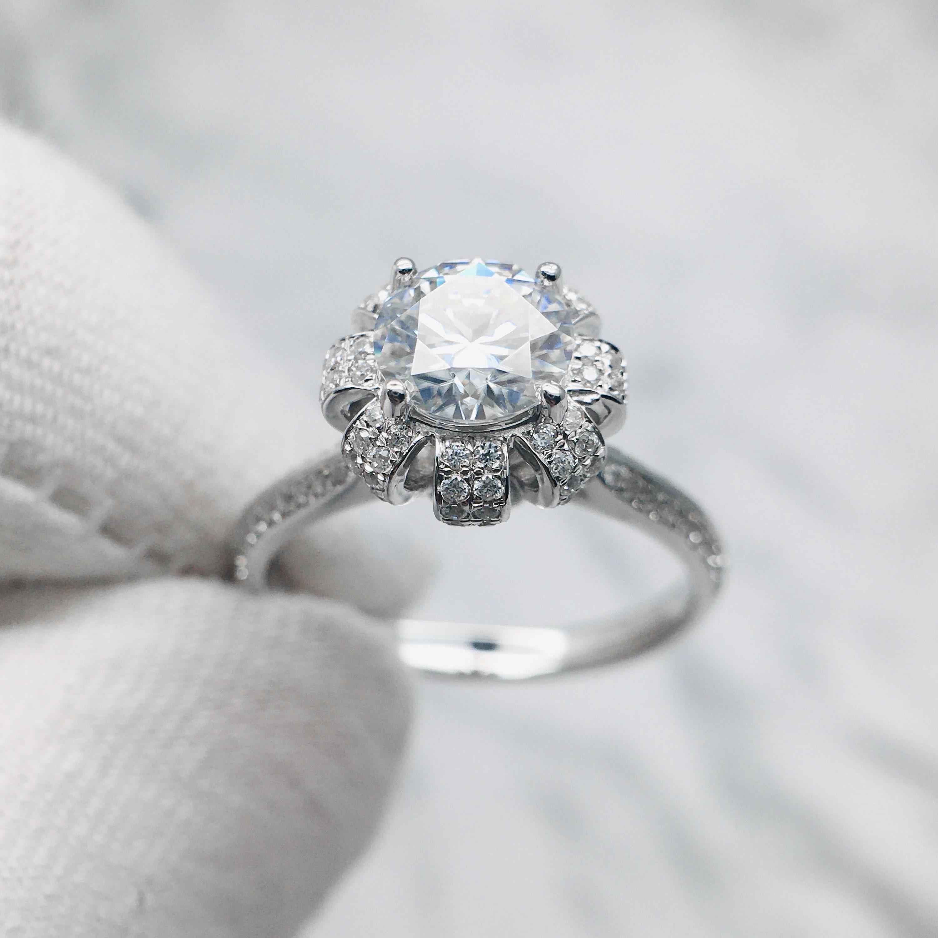 Sunflower Ring / Moissanite Sunflower Jewelry / Solid 14k Etsy