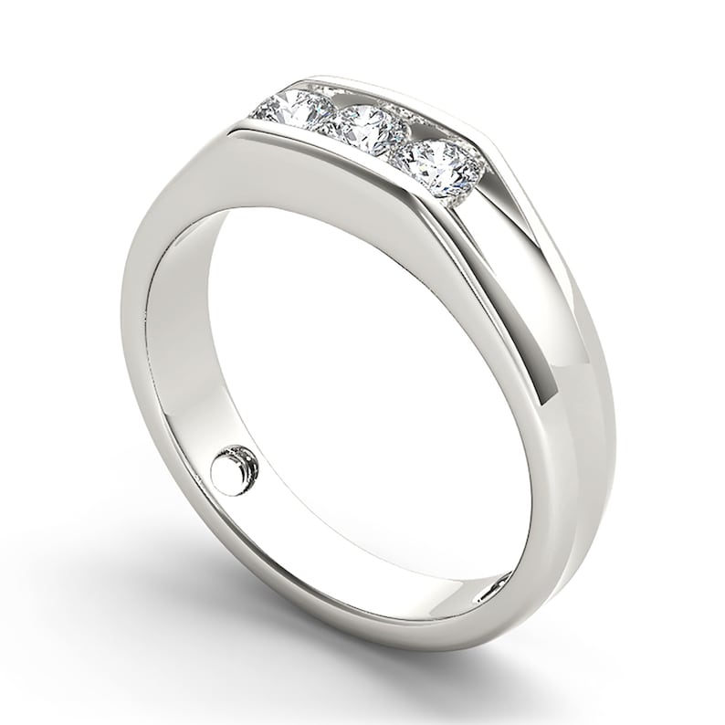 Moissanite Mens Promise Ring / Gold Male Wedding Band / White Etsy