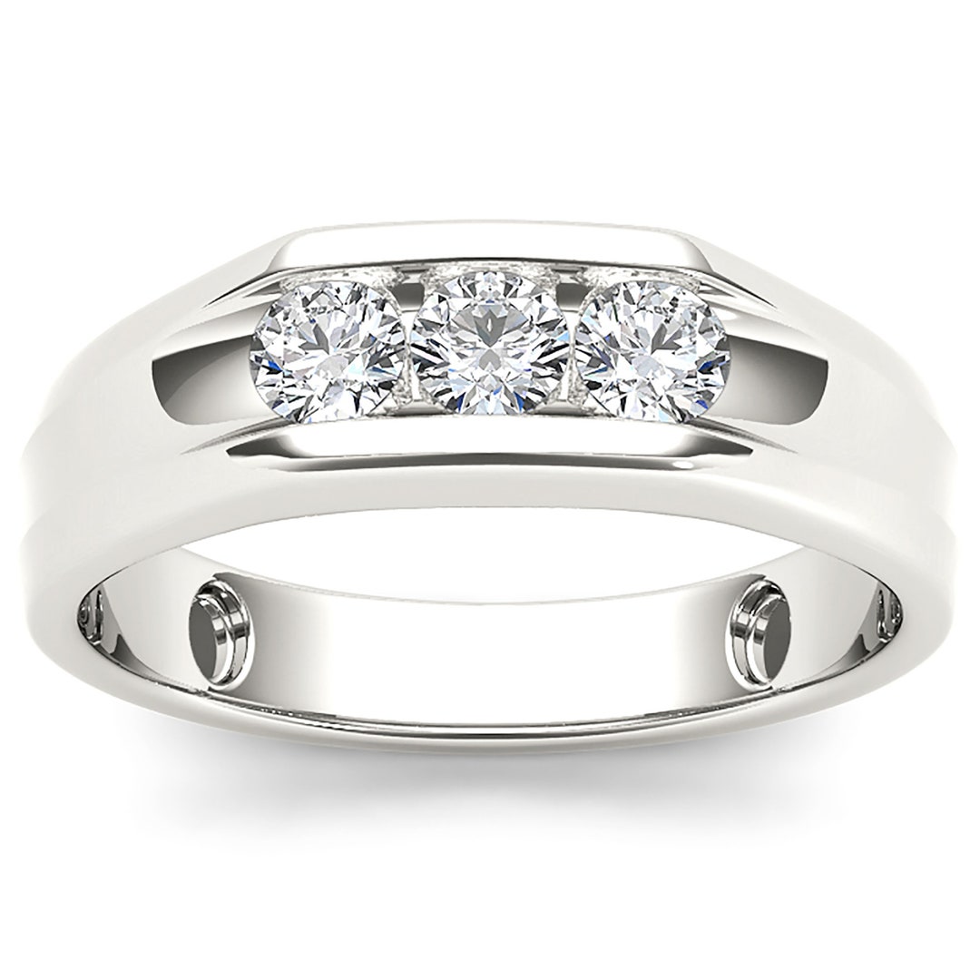 Moissanite Mens Promise Ring / Gold Male Wedding Band / White Etsy