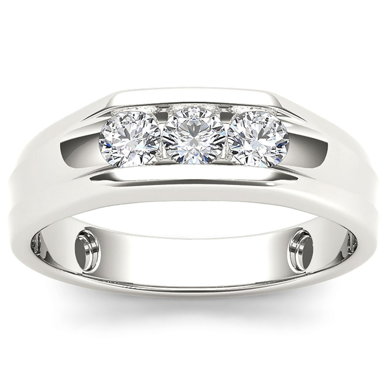 Moissanite Mens Promise Ring / Gold Male Wedding Band / White Etsy