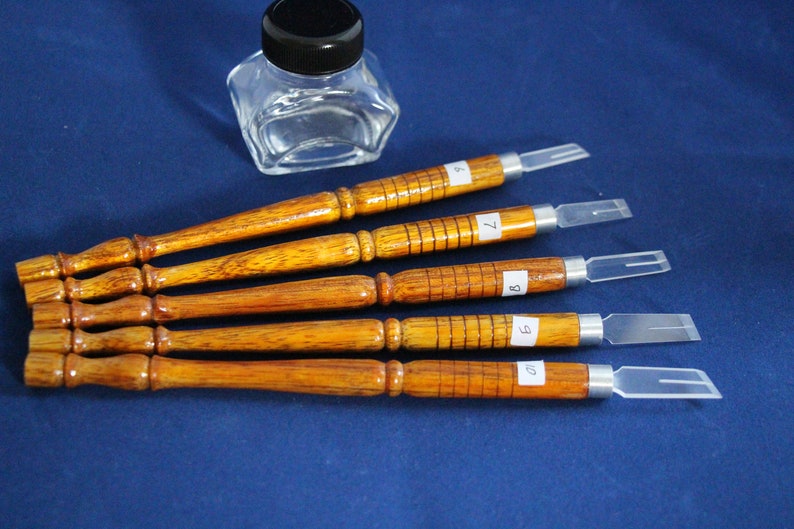 set of 5 Acrylic plastic qalam pen for Arabic Islamic calligraphy 21 to 25mm