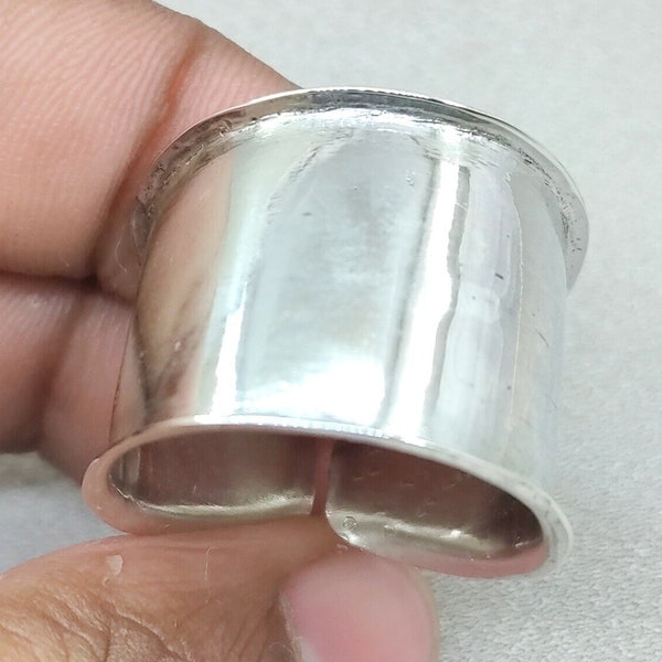 Anneau de bande, bande faite à la main, bague en argent sterling, bande large, anneau de tube long, anneau de déclaration, cadeau pour elle