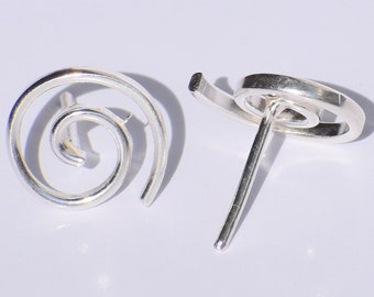 Pendientes de espárragos en espiral, pendientes de espárragos de plata, joyería hecha a mano, pendientes de plata de ley 925, regalo