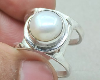 Pearl Band Ring, 925 Sterling Silver Ring, Handmade Ring, Fresh Water Pearl Ring, Handmade Ring, Zodiac Ring, Unisex Ring, Birthstone Ring