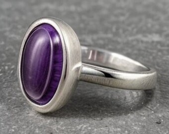 Anillo de amatista natural, anillo de plata de ley 925, anillo hecho a mano, regalo de aniversario, anillo de amatista, anillo simple,regalo