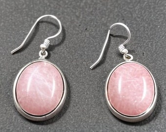 Rozenkwarts oorbellen, 925 sterling zilver, handgemaakte oorbellen, peer edelsteen, cadeau voor haar, handgemaakte sieraden, statement