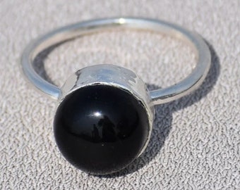 Black Onyx Ring, 925 Silver Ring, Handmade Ring, Stone Ring, Round Stone Ring, Statement Ring, Anniversary Gift, Gift For Her, Boho Jewelry