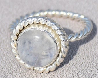 Vintage Mondstein ring, natürlicher Mondstein ring, Silber ring, handgefertigter Schmuck, Meditations ring, Angst ring, Geschenk für Ring