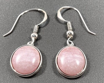 Boucles d’oreilles en quartz rose, argent sterling 925, boucles d’oreilles faites à la main, pierre précieuse ovale, cadeau pour elle,bijoux