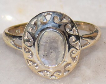 Mondsteinring, ovaler Edelstein, Vintage Ring, 925er Sterlingsilberring Boho, handgefertigter Ring, Versprechensring, Charm Ring,Alltagsring