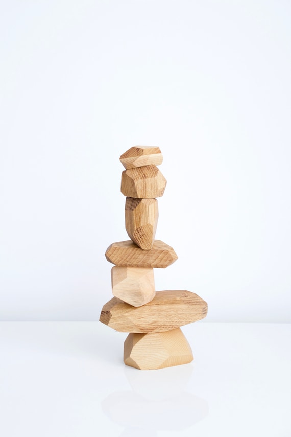 wooden stacking rocks