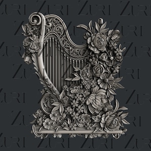 Floral Harp Mould, ZURI DESIGNS Silicone Mould- Use casting resin, modelling pastes etc- Brand new for 2024