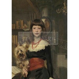 A Girl And Her Pup A1 Decoupage Paper- REDESIGN WITH PRIMA, Mulberry Rice Paper, *New for 2022* Free Postage