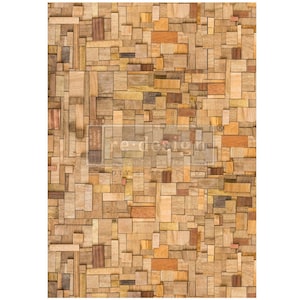 Wood Cubism- A1 Fibre Fiber Decoupage Paper- REDESIGN WITH PRIMA