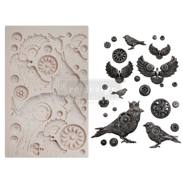 Clockwork Sparrows Decor Mould, Finnabair from REDESIGN WITH PRIMA, Silicone mould