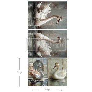 Swan Serenity- A3 Fiber Paper x 3 pack- REDESIGN WITH PRIMA, A3 Fibre Decoupage Paper, Easter, Brand New January 2025
