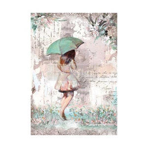Rainy Afternoon- A1 Fibre Fiber Decoupage Paper- REDESIGN WITH PRIMA, *New for 2022*