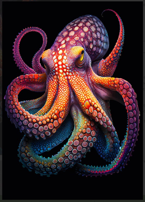 Octopus Black, Mint by Michelle Decoupage- Decoupage Paper, A3, A1