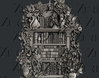 Floral Bookcase Mould, ZURI DESIGNS Silicone Mould- Use casting resin, modelling pastes etc- Brand new for 2024