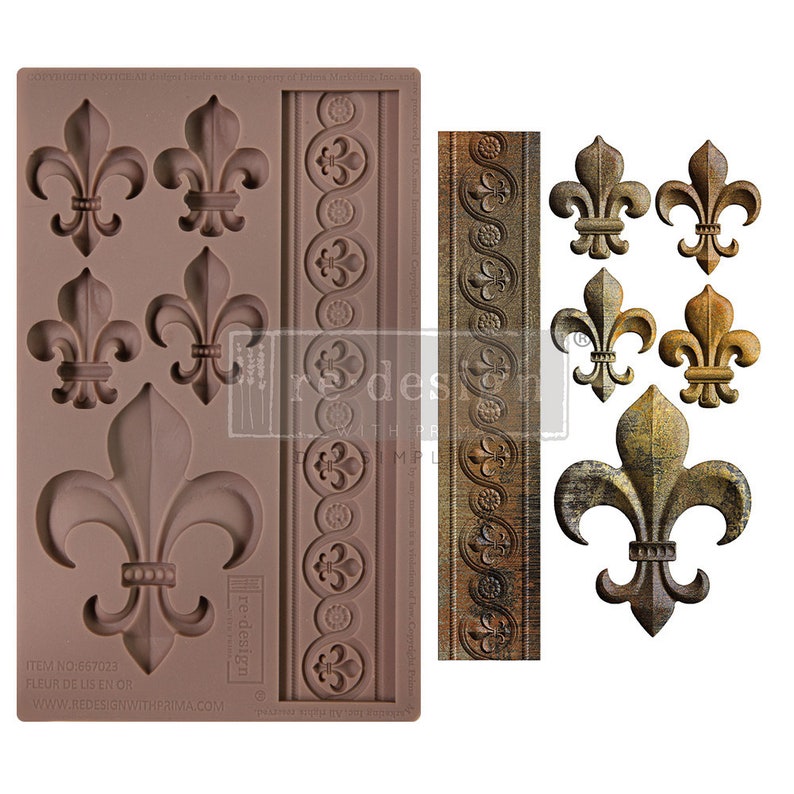 Fleur de Lis En Or Decor Mould from REDESIGN WITH PRIMA, Silicone mould image 1