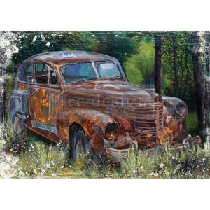 Papier de découpage A1 pour voiture rouillée - RECONCEPTION AVEC PRIMA, papier de riz mûrier, * nouveauté pour 2022 * frais de port gratuits