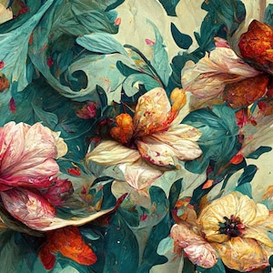 Wave of Floral Decoupage Paper, MINT BY MICHELLE. Available in A1 and A3 sizes