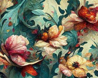 Wave of Floral Decoupage Paper, MINT BY MICHELLE. Available in A1 and A3 sizes