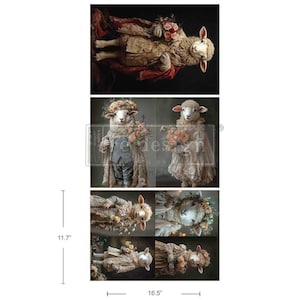 Sheepish Elegance- A3 Fiber Paper x 3 pack- REDESIGN WITH PRIMA, A3 Fibre Decoupage Paper, Easter, Brand New January 2025